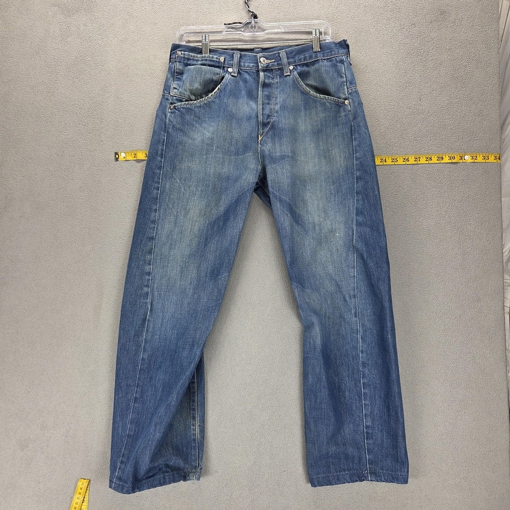 VTG Levis Engineered Jeans Mens Blue Twisted Medium Wash Altered Hem Fits 30x28